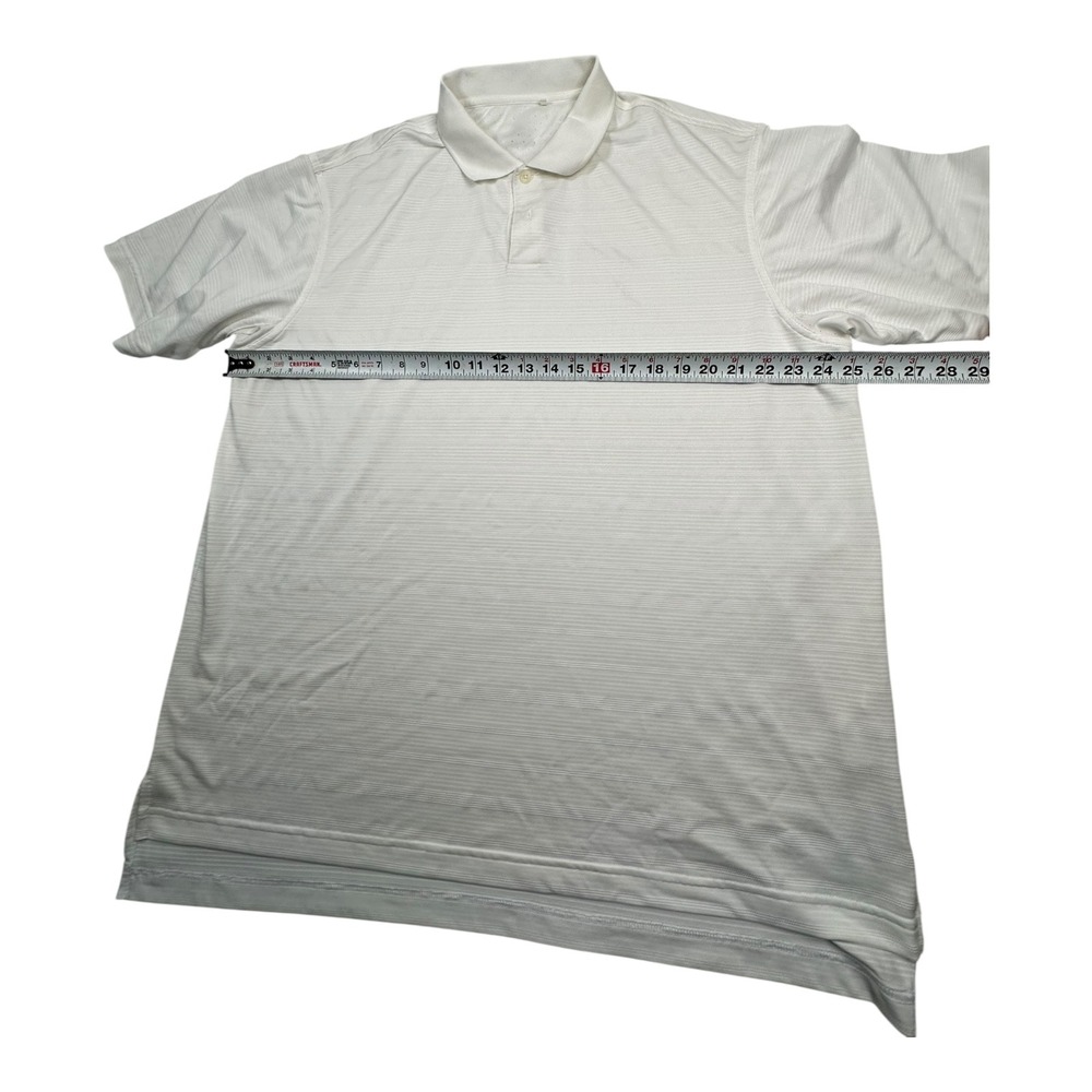 Adidas Golf Polo Shirt White Stripe Mens Short Sleeve Performance Shirt XL - Picture 4 of 9